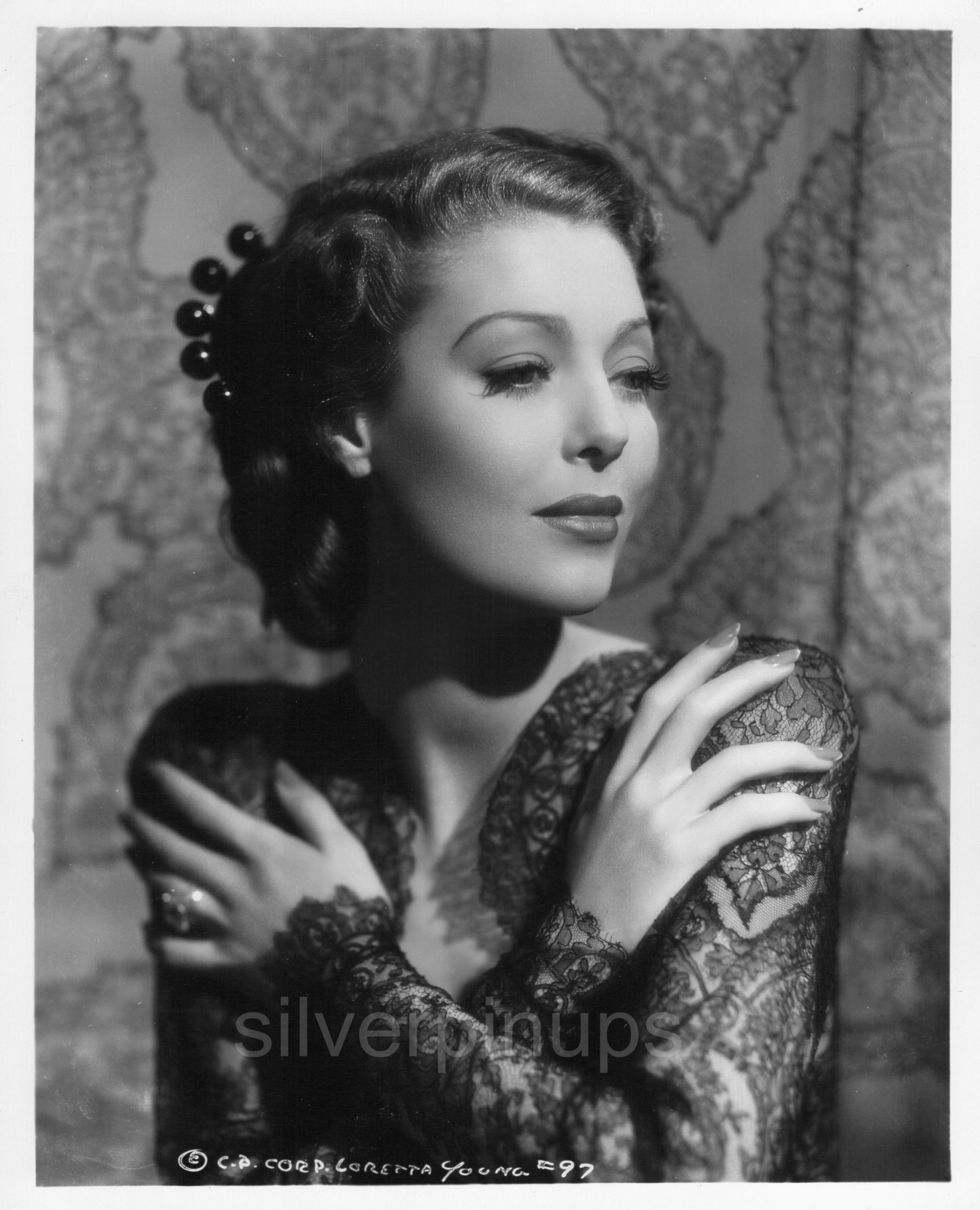 Orig 1940 LORETTA YOUNG Alluring in Lace.. GLAMOUR Portrait ...