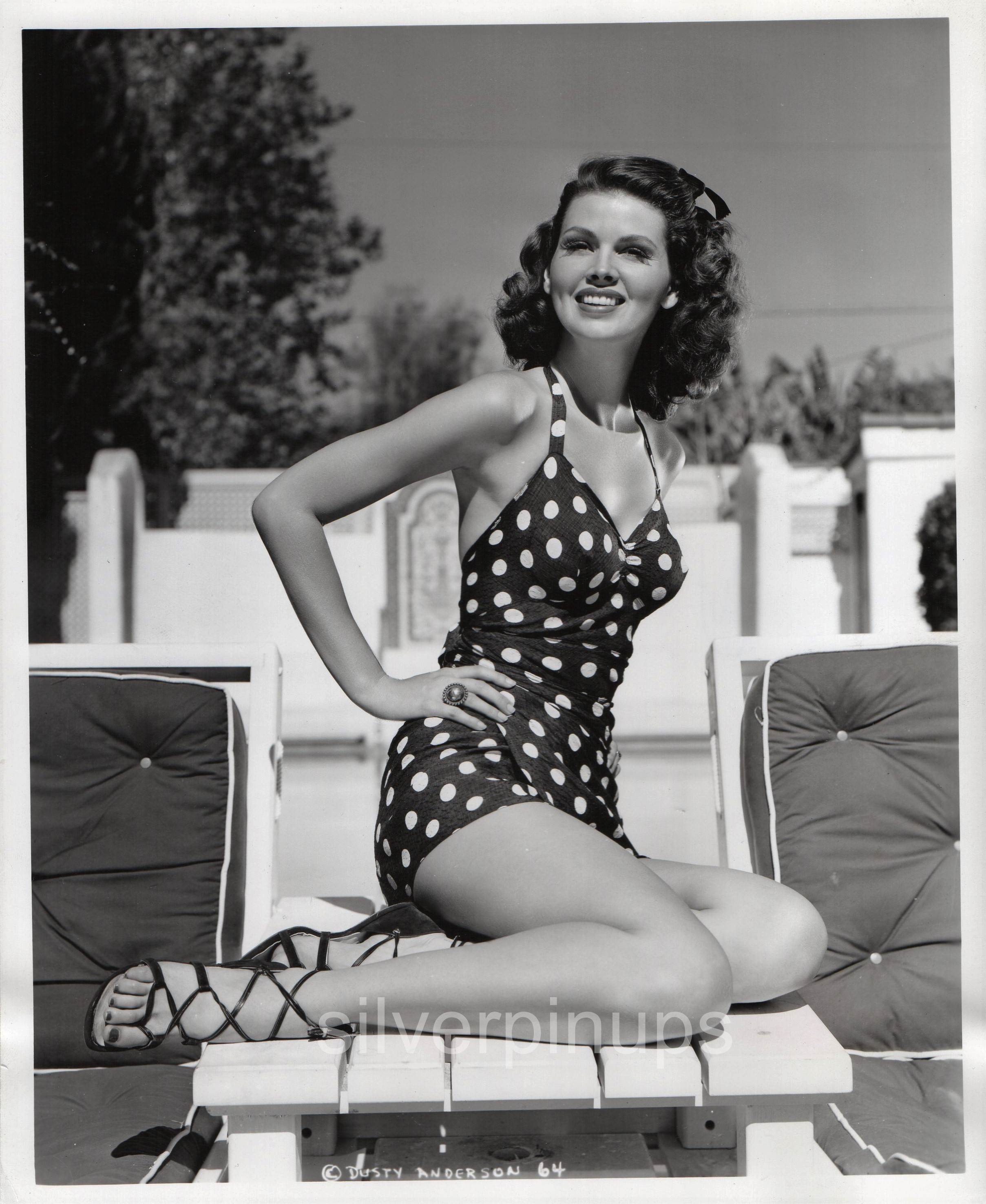 Orig Dusty Anderson In Polka Dot Swimsuit Pin Up Glamour Portrait Film Debut Silverpinups