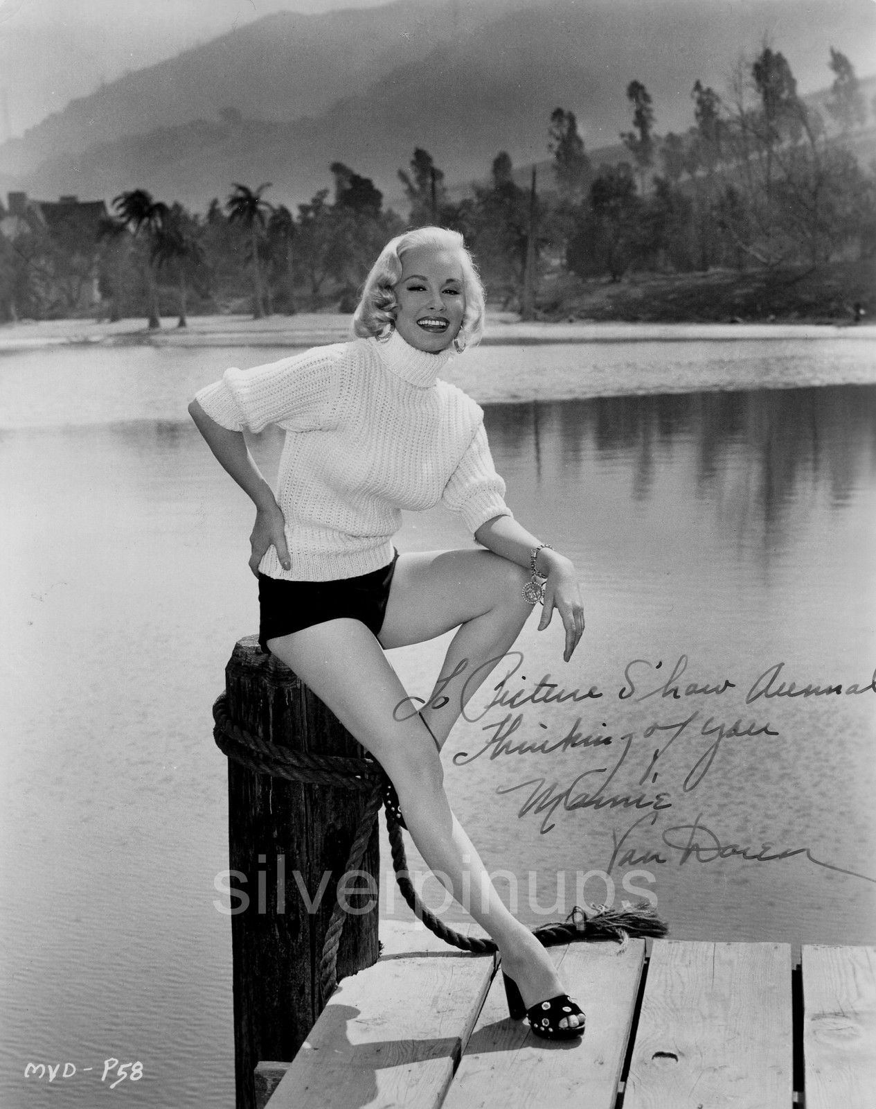 Orig 1953 MAMIE VAN DOREN Sexy Sweater Girl.. Pin-up Portrait Legs!